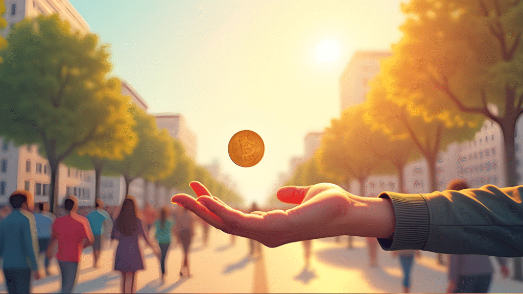 Flip A Coin Day 10 Flip A Coin Day image showing hand tossing a coin in a busy city street at sunset